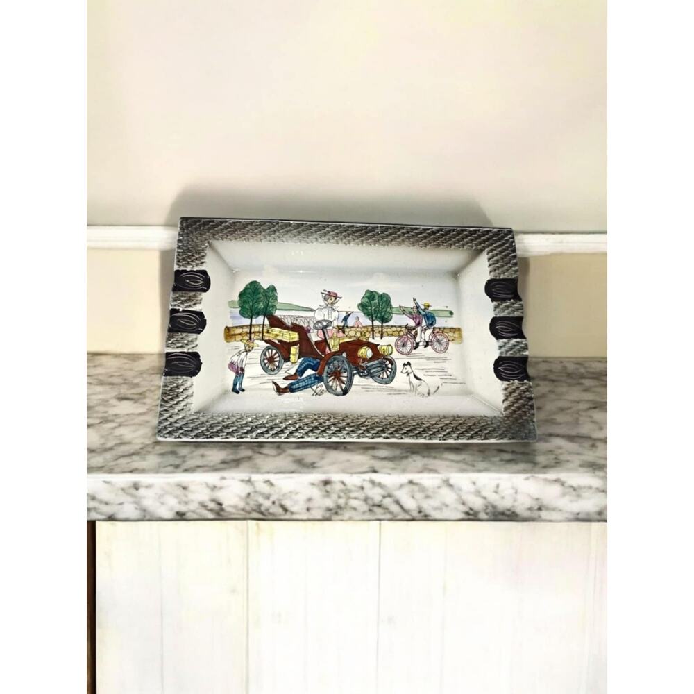 Vintage Made In Japan Ceramic Ashtray Horse And Buggie